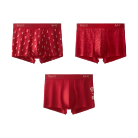 레드 프로젝트 520컬러 남성용 행운 패턴 복서 브리프 선물 세트 XL 사이즈 3개입 (행운과 성공)