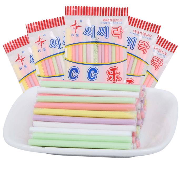 【中国直邮】 韩星 CC乐吸管糖混合果味好吃的宝藏糖果袋装童年儿时怀旧零食小吃 16g*5包