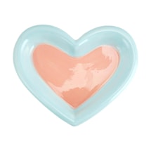 여아용 시리즈 세라믹 접시, 대형 하트 모양 식기, 핑크색 받침대, 파란색 테두리, 19.8 * 16 * 2.8cm