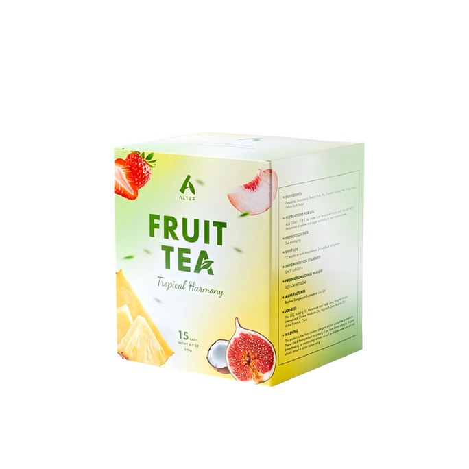 Pineapple & Coconut Fruit Tea 100% Natural Real Fruit Tea Hot & Cold Drink & Eat - 15 packs/box 8.5 oz in total