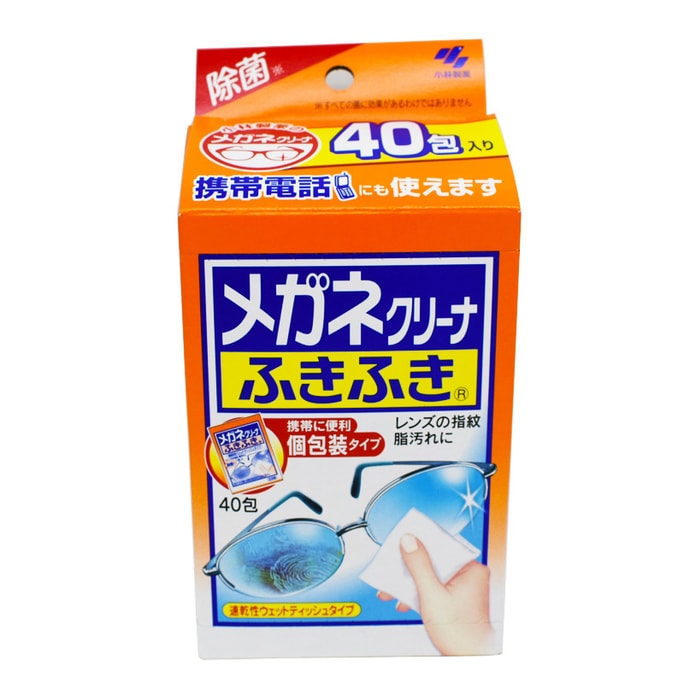 【日本直邮】小林制药 眼镜 手机屏幕 镜头擦纸神器湿巾 一次性眼镜布清洁去污 40枚