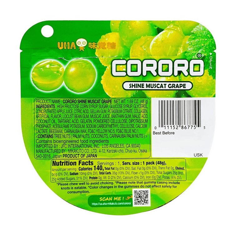 미카쿠토 코로로 과일 주스 젤리 캔디 딸기맛 1.41온스 12