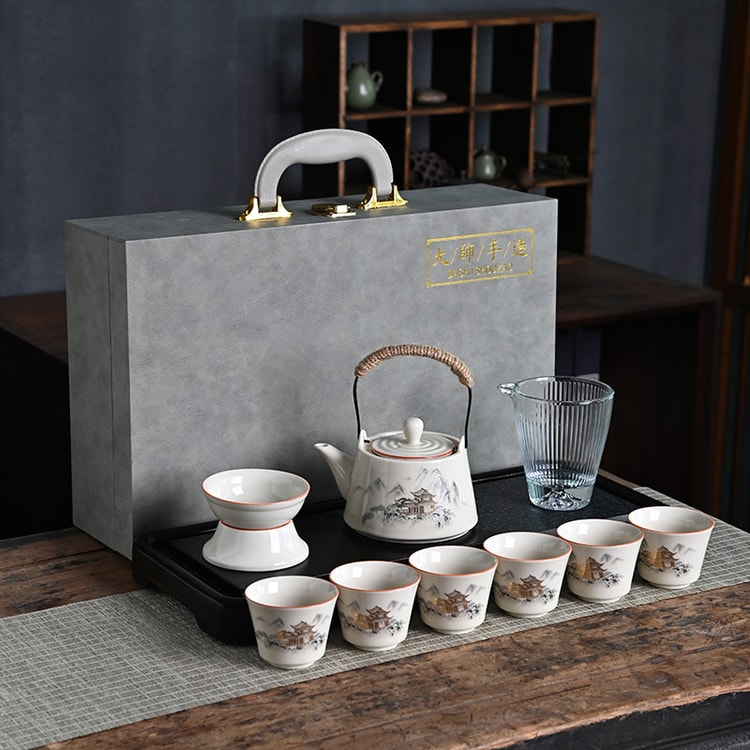 RAMBLE Ceramic Teacup Set with Handle Teapot 1 Set - Yami.com