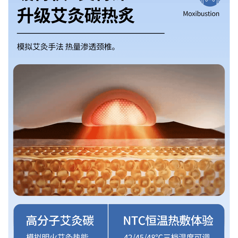 【中国直邮】 妙界 R9揉捶肩颈按摩仪艾灸碳热敷捶腰背部颈椎按摩器 陨石灰 一个装