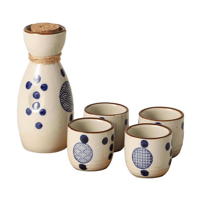 Japanese style ceramic wine set/1 pot, 4 cups/pot: 12.8 * 4.3CM/cup: 4.7 * 4.5CM