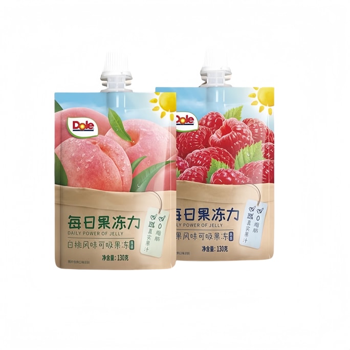 【中国直邮】 都乐 每日果冻力果汁 莓果风味 白桃风味 【0脂肪果腹代餐 】消暑可吸果冻 130g*2