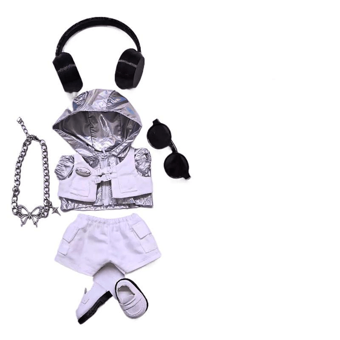 Labubu Silver Suit Suitable For 15cm 17cm Baby Clothes * 1 Piece