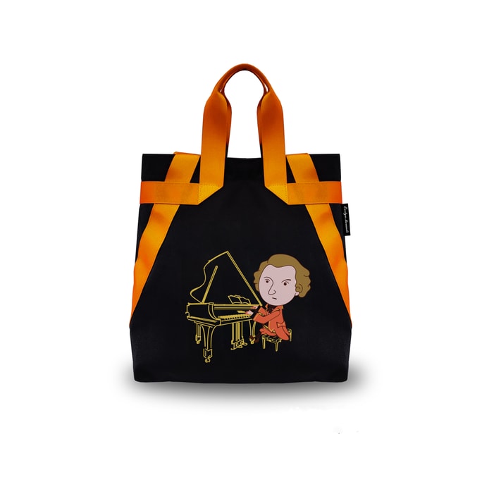 【中国直邮】 Evelyn Morandi 设计师新款高级感印花大容量橙色黑色撞色单肩托特包1件