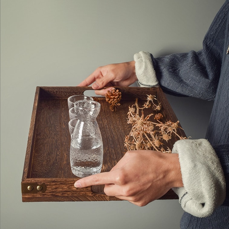 Paulownia Tea Tray Set【hand-made Japanese style】 5
