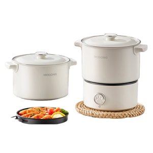 HSPM 新型ポータブル折りたたみ式トラベルクッカー 多機能小型インスタントヌードルクッカー デュアル電圧 ユニバーサル調理/揚げ物/蒸し鍋 2L