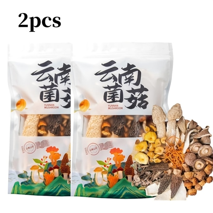 西云珍坊 2 Pcs   云南菌菇包100g 炖鸡煲汤菌菇汤包 虫草花 北风菌 香菇 羊肚菌等 9 种干制蘑菇组合、混合干制蘑菇