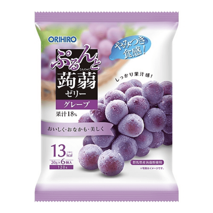 【日本直邮】ORIHIRO立喜乐 蒟蒻果冻 葡萄 120g(20g*6个)