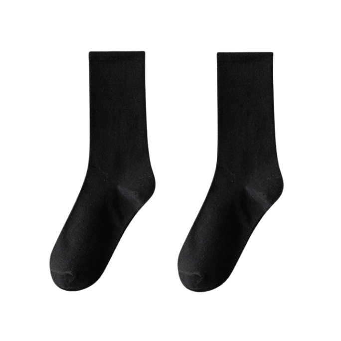 [중국발 다이렉트 메일] 보나스 하이탑 순면 여성 양말 가을 겨울 파일 양말 블랙 3켤레