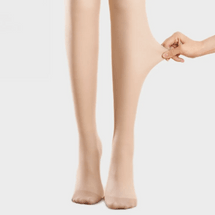 5th Gen Double-Layer Naked Leg Illusion Tights - Thick Fleece Lined, Footed, Natural Shade, Full Length