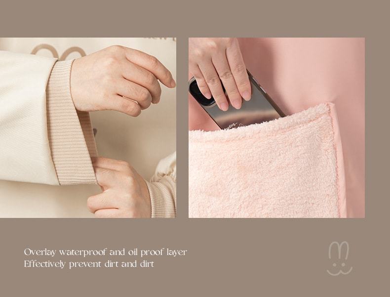 FaSoLa Life 擦手长袖款围裙 奶油轻法 1件 防水耐脏 做饭工作服 围腰餐饮罩衣