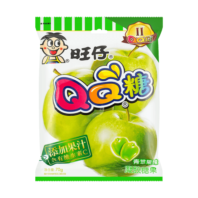 台湾旺旺 旺仔QQ糖 青苹果味 混合胶型凝胶糖果 70g