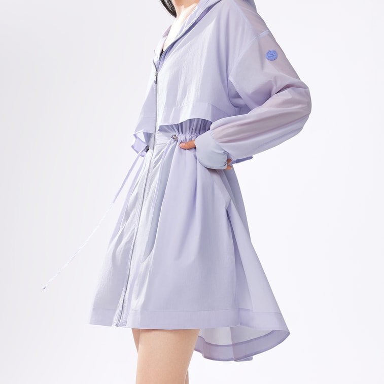 BENEUNDER蕉下 女士輕薄中長款防曬衣夏季風衣 薄外套雨衣 防曬帽子口罩一體衣 淺月紫 165/88A(L)【楊冪同款】 5