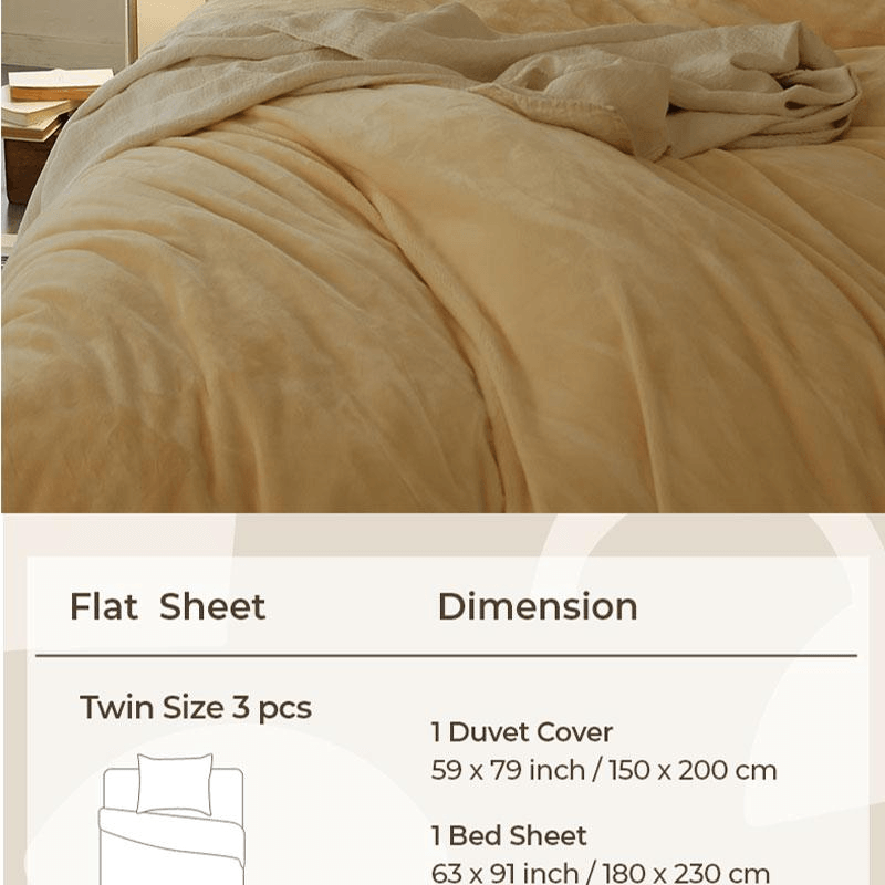 【中國直郵】 Lullabuy 慕斯牛奶絨秋冬床上四件套 床品被套居家 暖黃-King