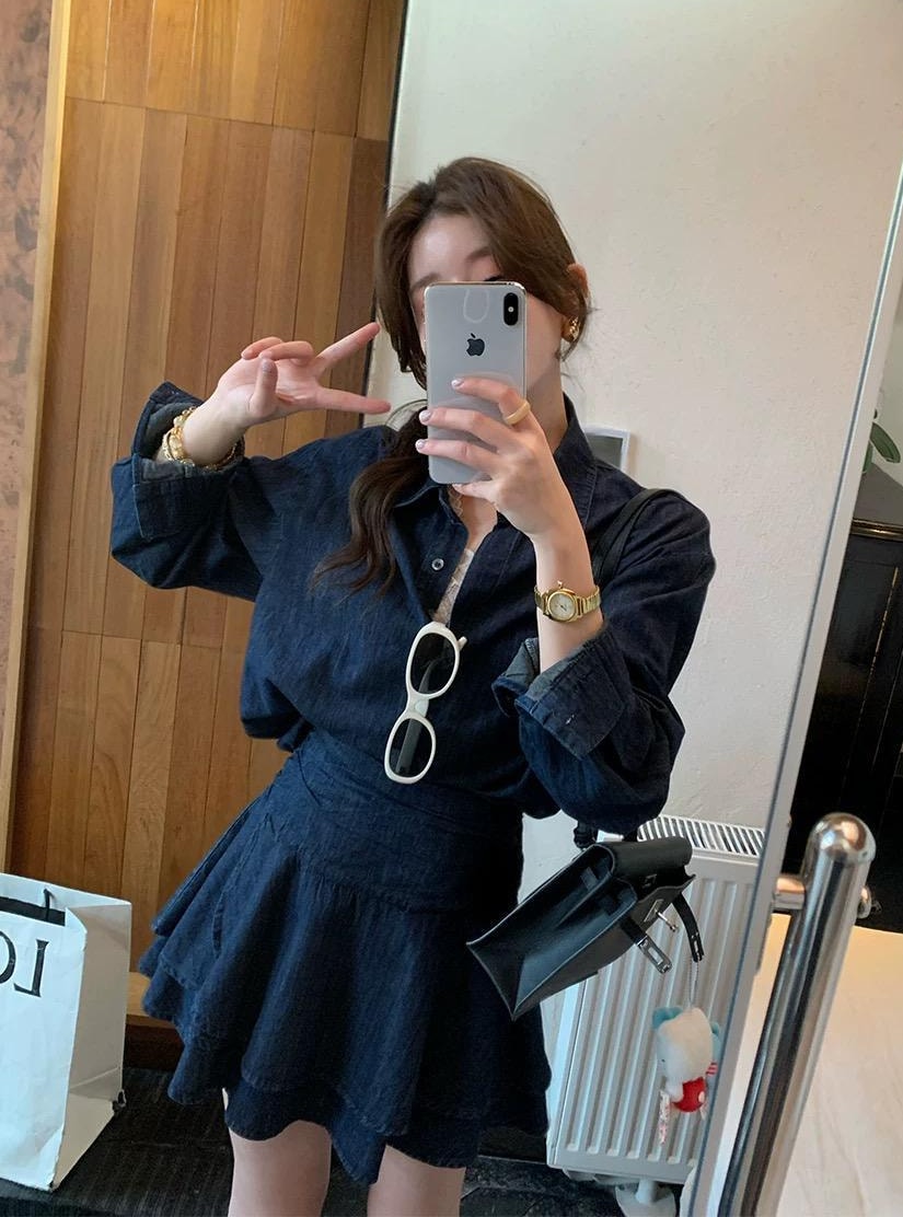 【加拿大直邮】 加拿大 SCENARIO 午夜缪思衬衫半裙两件套 S-M码 深蓝 深蓝色 S