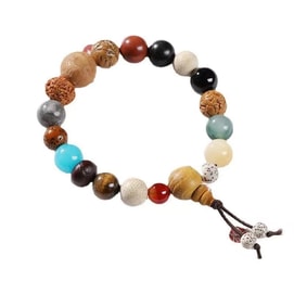 【中国直邮】灵隐祈福 法喜寺18籽佛珠挂件手串十八籽木诵经手链念珠檀木 多宝手串