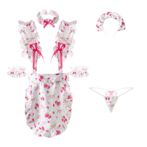 【中国直邮】 曼烟 情趣内衣 性感女仆风背带纯欲女仆制服 白粉色 均码