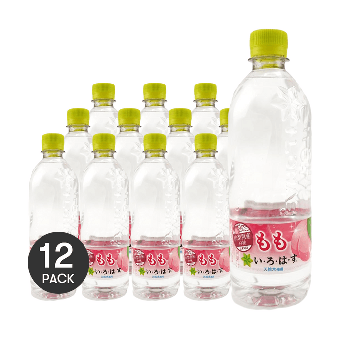 ILohas モモ ホワイトピーチ風味ミネラルウォーター、ソフトドリンク、18液量オンス×12【12パック】