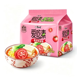ai chi su tomato fresh vegetable noodles 5 packs495g rich sweet sour tomato soup low oil refreshing wide noodles with vegetables vegetarian dorm office cook or soak meal replacement instant noodles