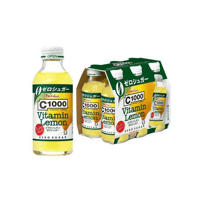 【日本直邮】 日本 HOUSE C1000 维生素柠檬零糖 [140ml×6瓶]