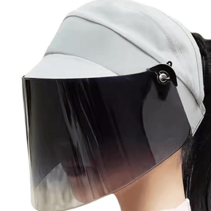 【中國直郵】彌潮 防曬帽 男女夏季遮全臉 空頂遮太陽面罩 騎車防紫外線 可調節 純係-黑色