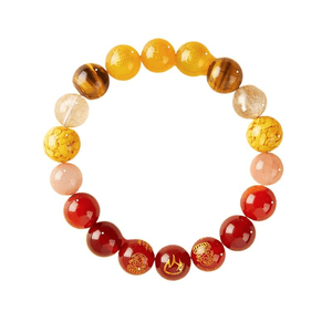 【中国直邮】 普陀山 五行手串女款补缺玛瑙手链 补缺火土红黄财神款12mm