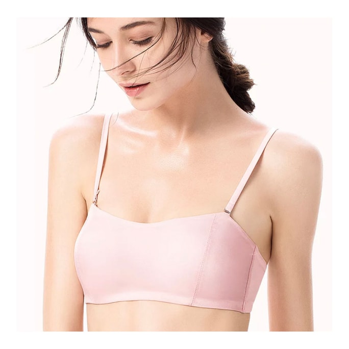Real Silk Strapless Tube Top Invisible Detachable Sling Bra NZF8B307 #Pink M