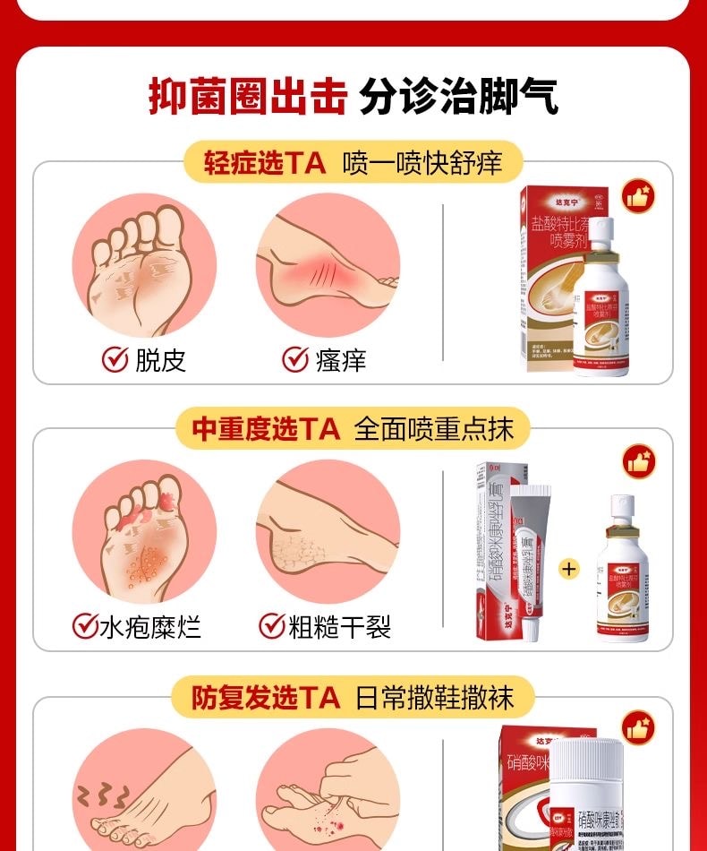 【中國直效郵件】 達克寧 鹽酸特比萘芬噴霧 15ml*1瓶