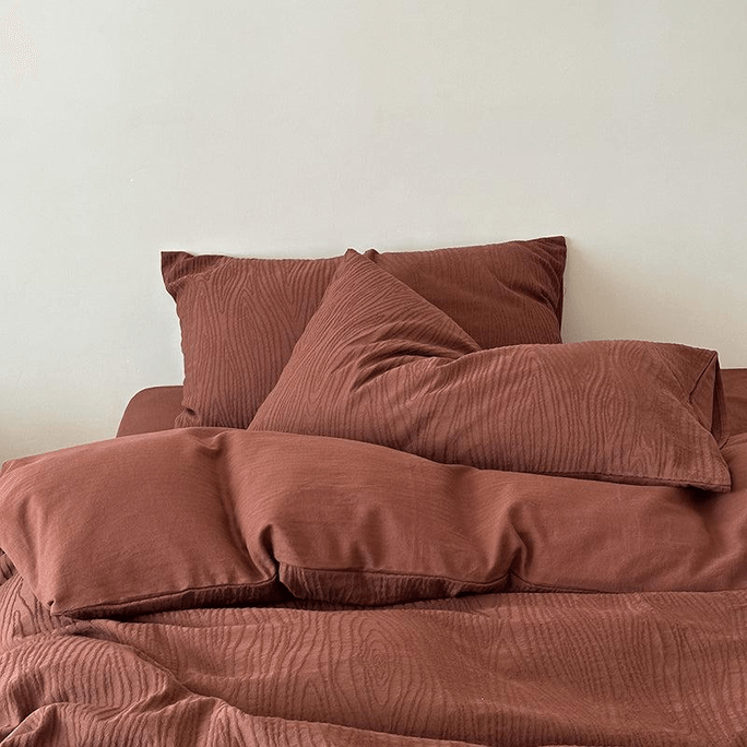 Timber Weave Bedding Set Queen Size Burgundy