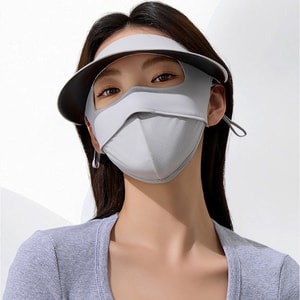 New Outdoor Thin Three Dimensional Eye Protection Breathable Ice Silk Sunscreen Mask Temperament Grey
