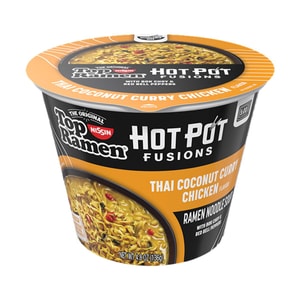 Top Ramen Hot Pot Fusions, Thai Coconut Curry Chicken Flavor, 4.8 oz【Shareable Bowl, Microwave Ready】