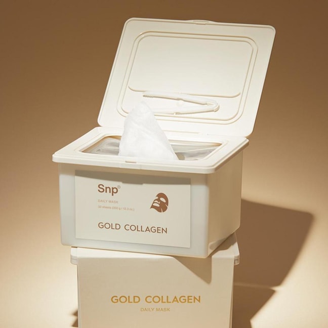 韩国SNP爱神菲 黄金胶原抽取式每日面膜 30片 深层营养补水 弹力紧致抗皱 透亮光彩