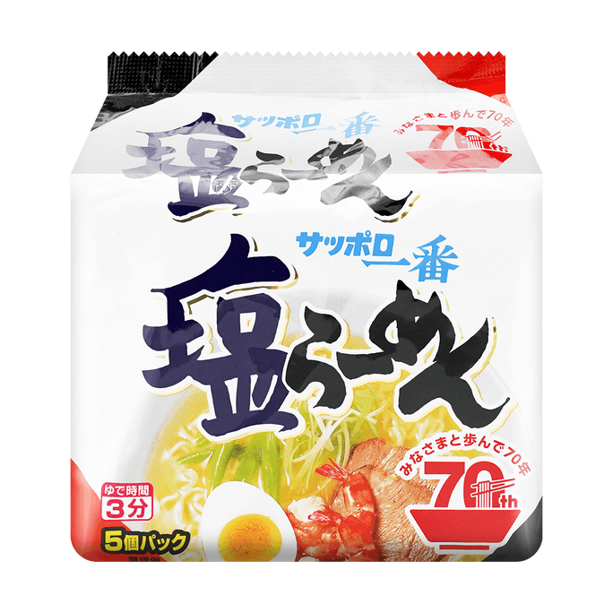 日本SANYO 札幌一番盐拉面 速食方便面泡面 盐味 5连包 460g