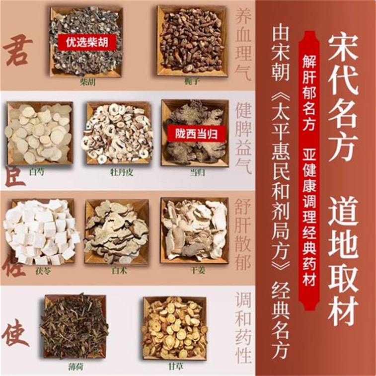 [중국 직송] 천진 가미 소약 - 간 진정, 비장 강화, 혈액 보양, 생리 조절, 건강 불안, 현기증, 어지럼증 완화 - 남녀 공용 10포/박스 3