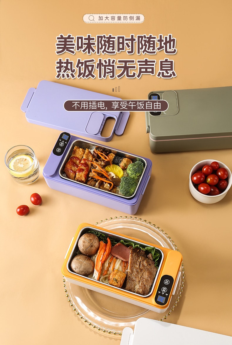  多蒙 充電式電熱盒內附加熱304不銹鋼無線便攜式-綠色 1 把