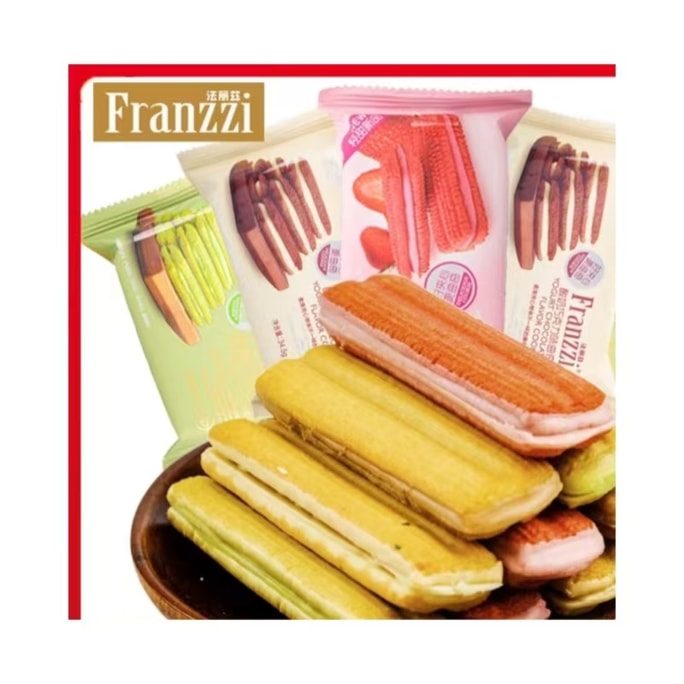 FRANZZI 法丽兹 夹心曲奇饼干 酸奶巧克力+抹茶巧克力+红丝绒草莓味38g*3袋