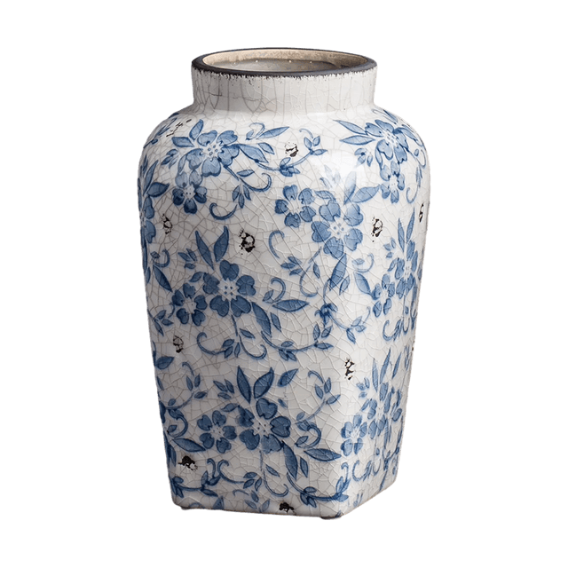 点意新中式青花瓷陶瓷花瓶插花装饰品摆件鲜花水培瓶彩宴款- 亚米