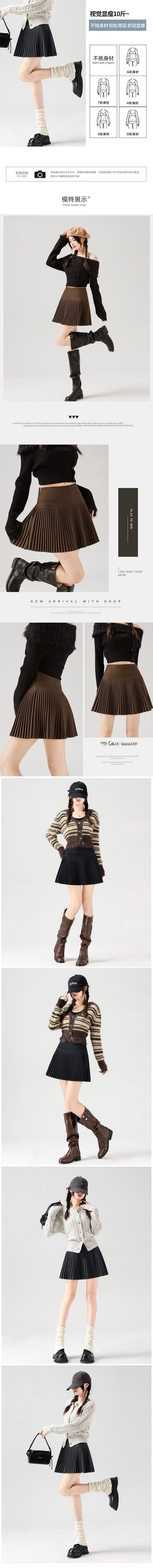 【中国直邮】 HSPM 毛呢百褶裙女2025秋冬款高腰显瘦jk短裙小个子a字保暖防风半身裙 黑色 M