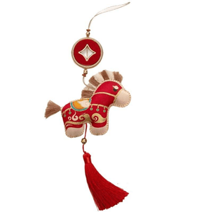 [중국 직배송] 여우꼬리 새해 장식용 향주머니/파우치, 말띠 해 펜던트, 독창적인 작은 선물, 기념품, 새해에 풍요를 기원합니다 (11*23cm*1개)