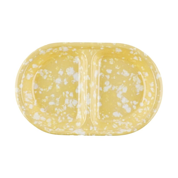 韩国POLAATHOME RETRO MARBLE 大理石系列椭圆形盘子 ins创意泼墨密胺餐具 分隔餐盘 黄油色 20*12.5cm