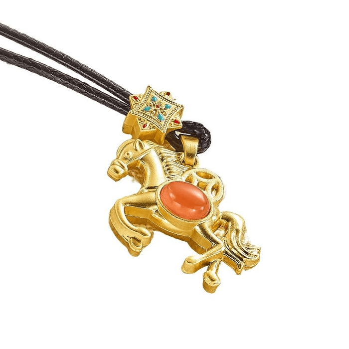 Potala Palace Alloy Inlaid With South Red Pony Pendant, High-end And Niche 21 * 29 * 8mm