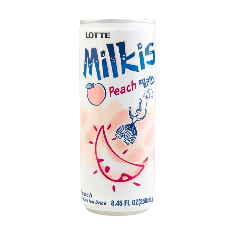 韩国lotte乐天牛奶苏打水碳酸饮料蜜桃味250ml 新老包装随机发 亚米