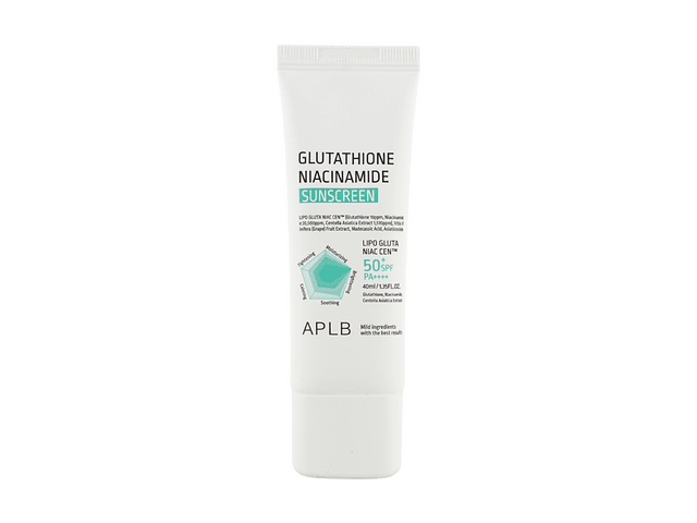aplb glutathione niacinamide sunscreen product info and reviews SPF50 40ml including sensitive skin APLB Glutathione Niacinamide Sunscreen, 1.35