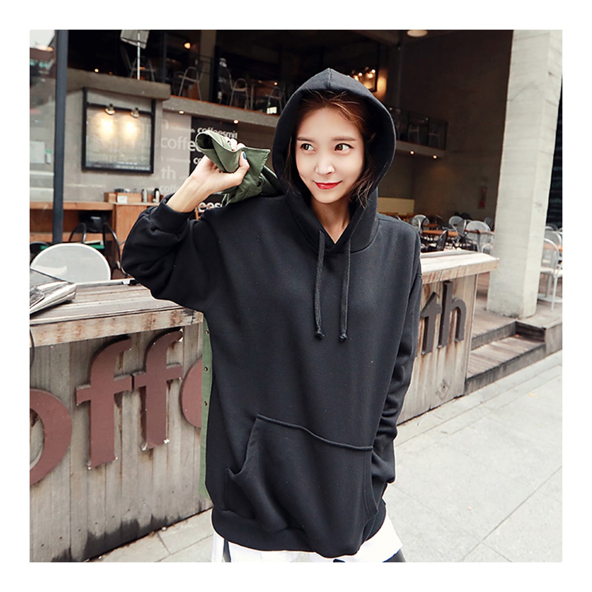 korean black hoodie