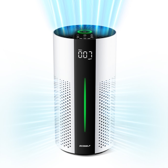 【美国直邮】 美国 Ecoself 家用空气净化器 适配 1500 平方英尺大房间 360° 环形进风 HEPA 高效滤网 20 分贝静音 卧室宠物适用