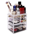【化妆收纳】ROSELIFE [THA]三层亚克力化妆品收纳盒首饰储物盒7个抽屉和12 + 4槽口红眉笔香水架可拆卸透明